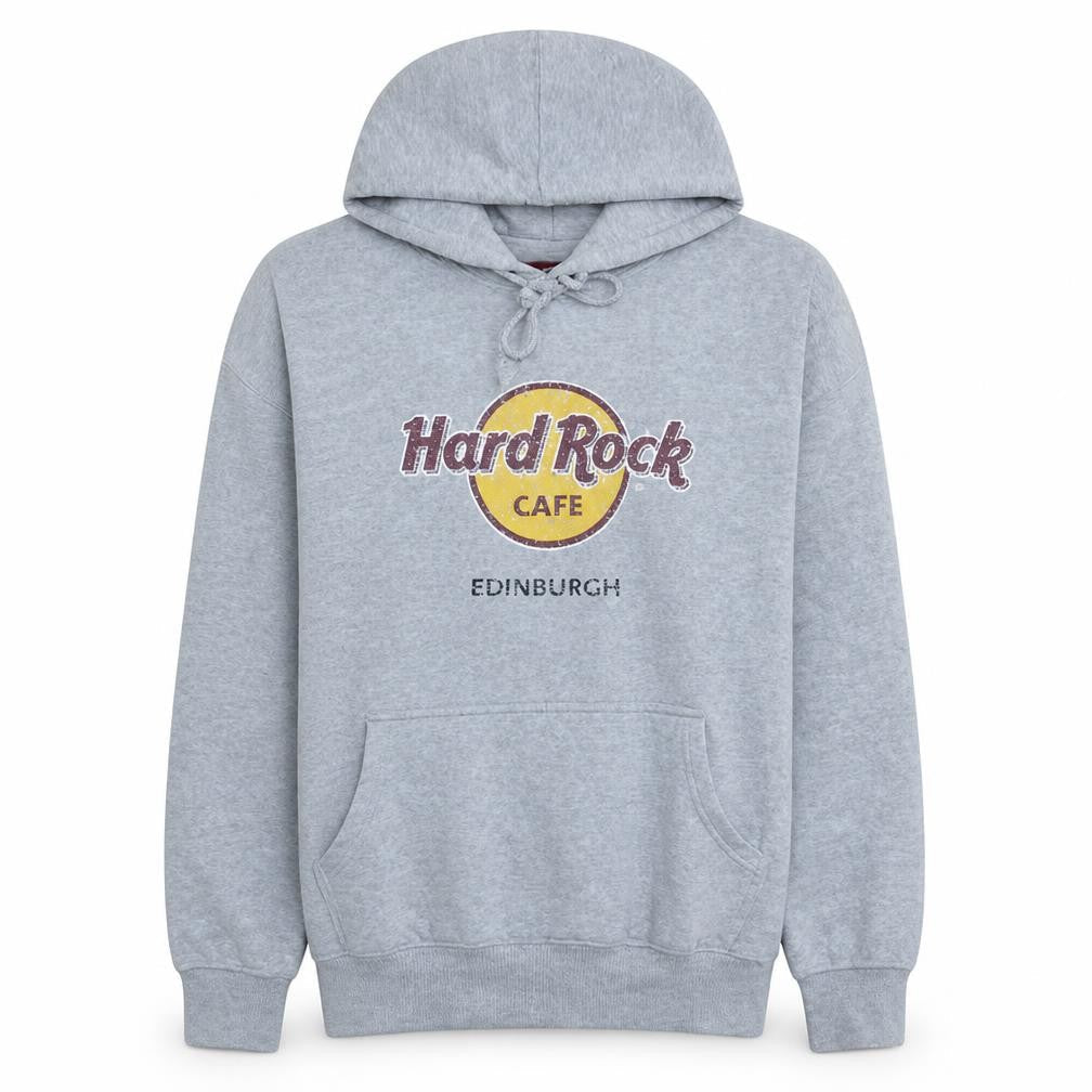 Hard Rock Cafe Men's Grey Pullover Hoodie Large Music Graphic