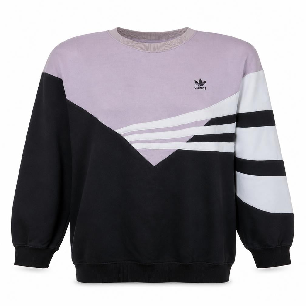 Adidas Women’s Black & Lilac Colourblock Crew Sweatshirt Size 18