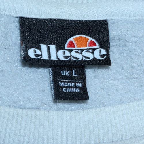Ellesse Men's Light Grey Crew Neck Sweatshirt L Logo Cotton Blend