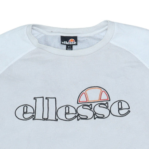 Ellesse Men's Light Grey Crew Neck Sweatshirt L Logo Cotton Blend