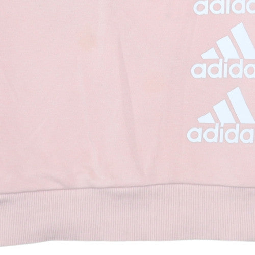 Adidas Girls Pink Crew Neck Pullover Sweatshirt 13-14 Years Cotton Blend
