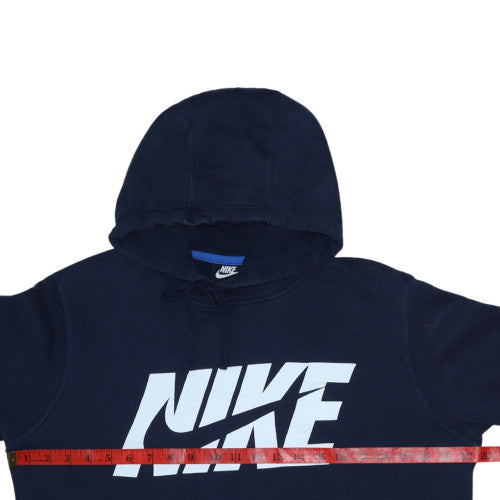 Nike Men's Blue Pullover Hoodie Size M Fleece Logo Sportswear