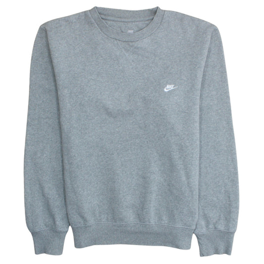 Nike Men Grey Crew Neck Pullover Sweatshirt M Regular Fit