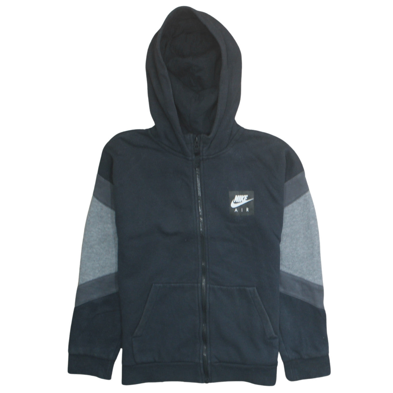 Nike Boys Black Grey Full Zip Hoodie Air Logo 12-13 Years Cotton Blend