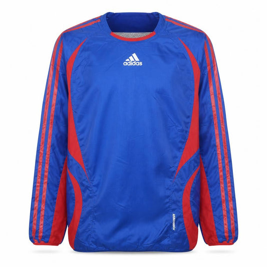 Adidas Mens Blue Red Pullover Sweatshirt S Crew Neck Long Sleeve Sports Top