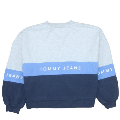 Tommy Jeans Women's Blue Colourblock Crew Neck Sweatshirt Size S