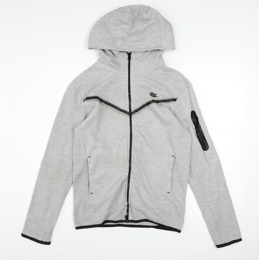 Nike Men's Grey Full Zip Hoodie Size S Lightweight Jersey