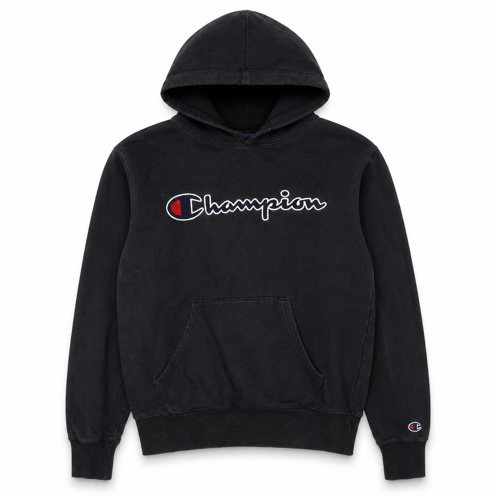 Champion Men's Black Small Pullover Hoodie with Embroidered Logo