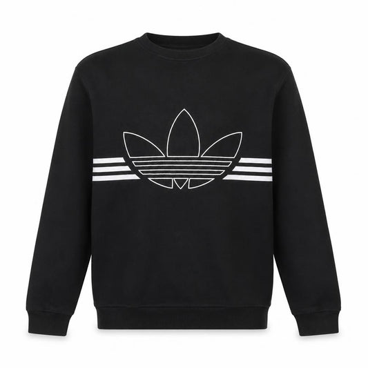 Adidas Mens Black Crew Neck Graphic Logo Sweatshirt Size M