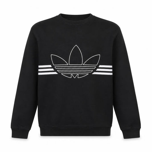 Adidas Mens Black Crew Neck Graphic Logo Sweatshirt Size M