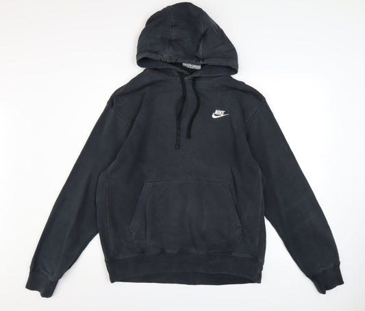 Nike Men's Black Hoodie M Pullover Cotton Blend Logo Sporty