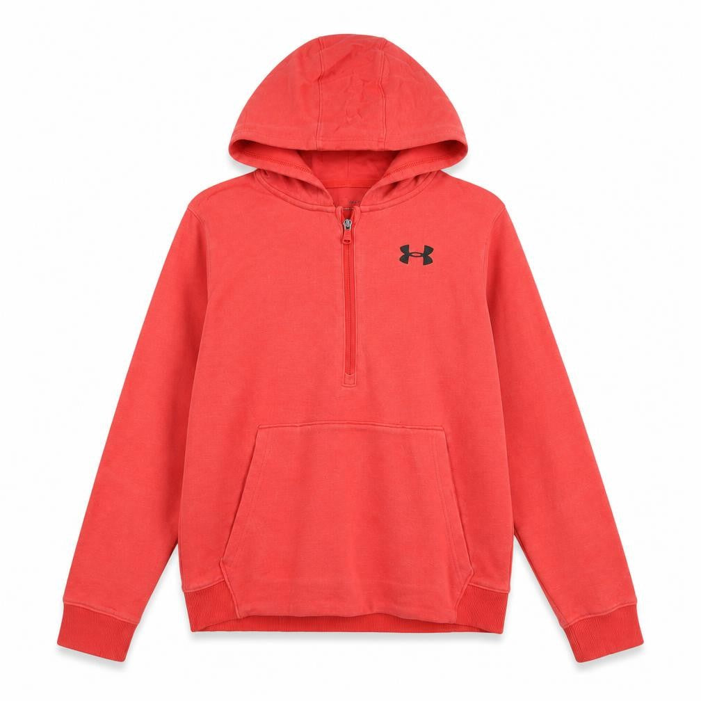 Under Armour Boys Red 1/4 Zip Pullover Hoodie Size 158