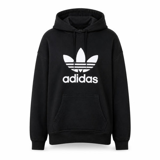 Adidas Womens Black Hoodie UK 8 Pullover Cotton Logo Sweatshirt