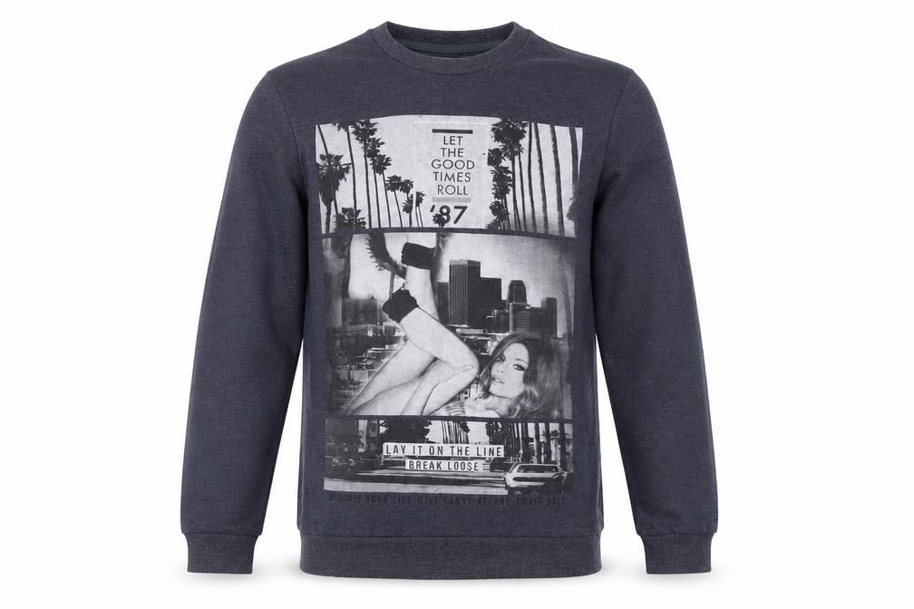 River Island Men's Blue Graphic Print Sweatshirt Size S