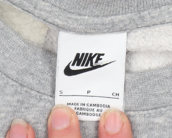 Nike Mens Grey Small Logo Crew Neck Pullover Sweatshirt