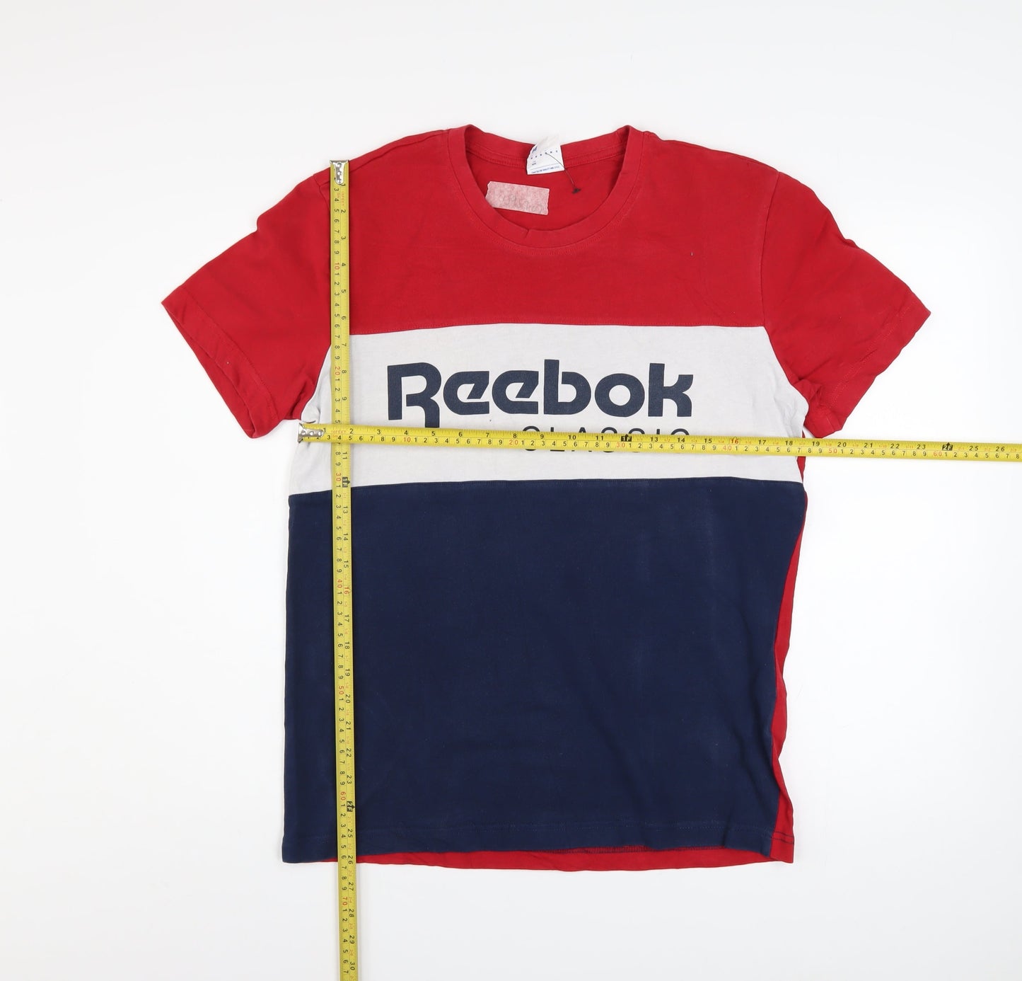 Reebok Classic Men's Red White Blue Colourblock Cotton T-Shirt Size M