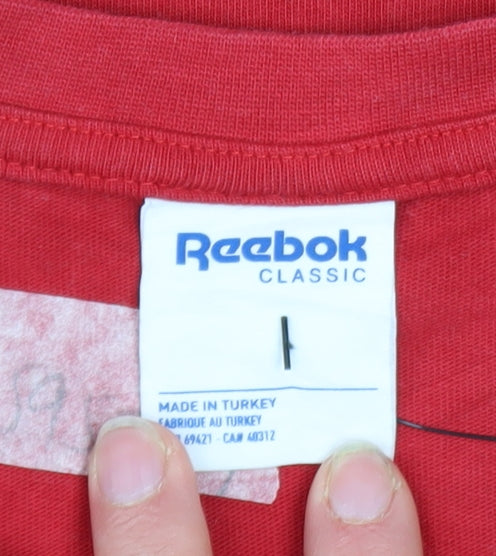 Reebok Classic Men's Red White Blue Colourblock Cotton T-Shirt Size M