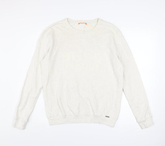 Hugo Boss Men's Beige Logo Pullover Sweatshirt Size M