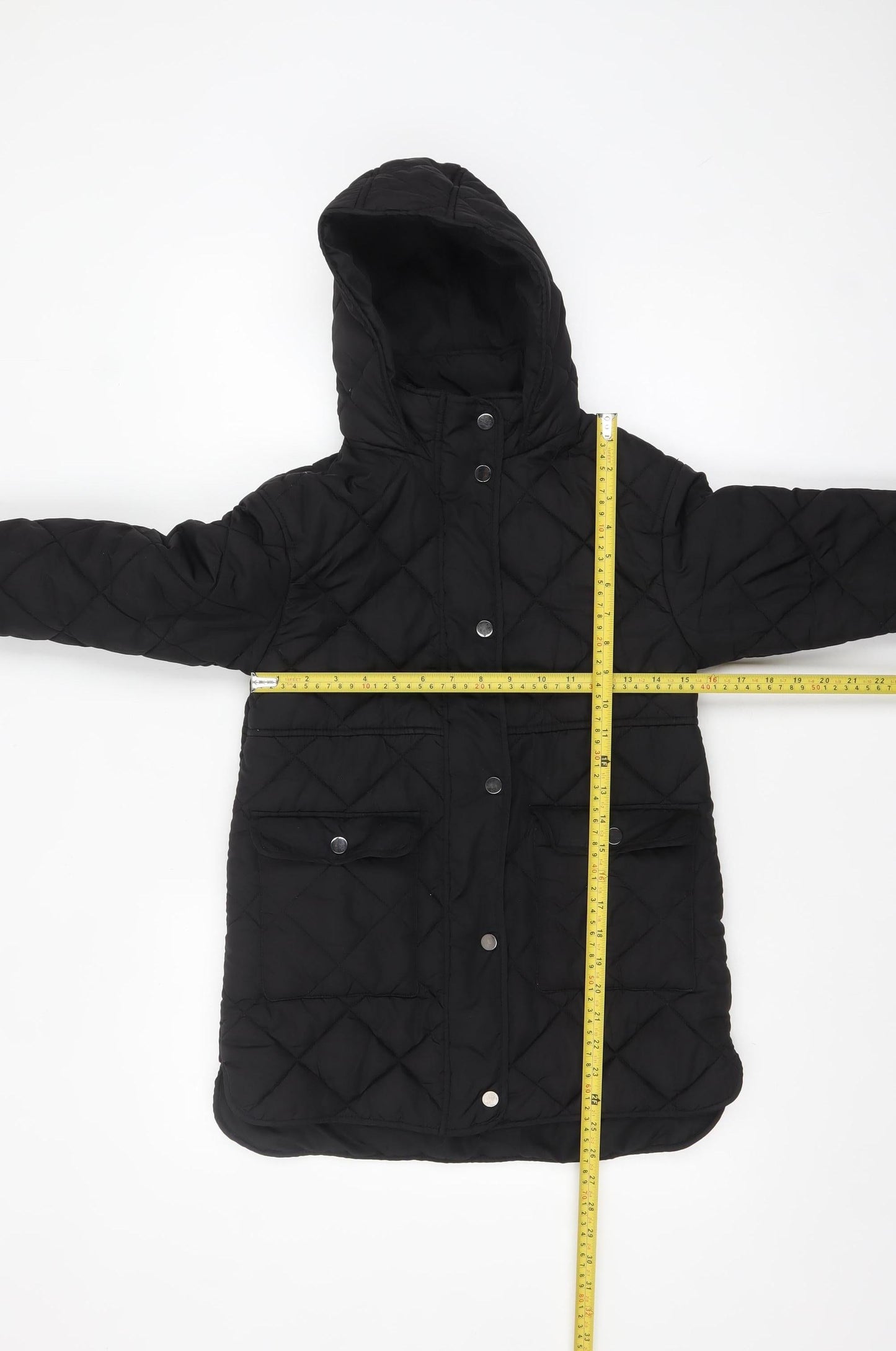 Next Girls Black Quilted Long Hooded Coat 7 Years Winter Jacket