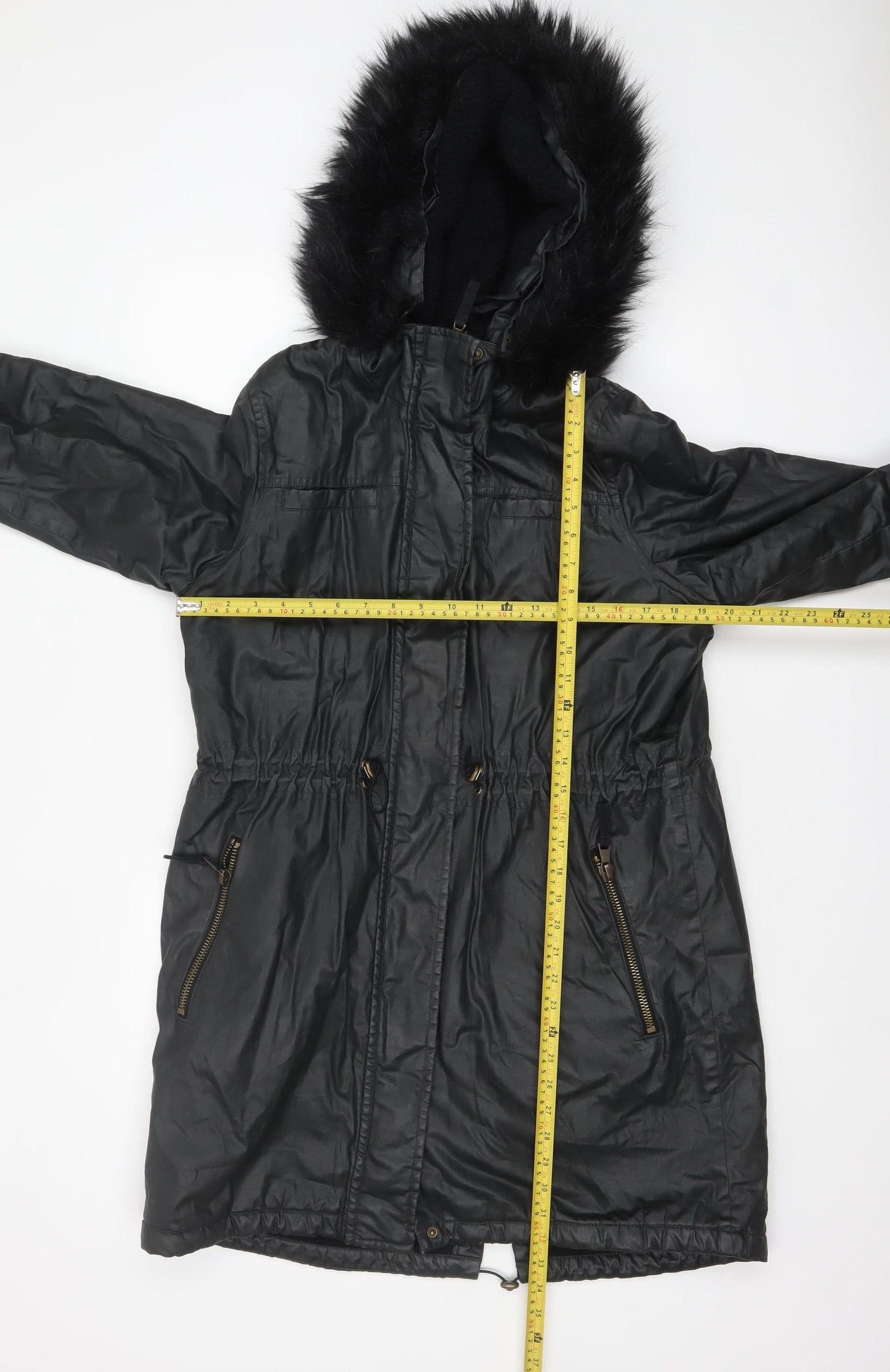 Marks and Spencer Women’s Black Faux Fur Hooded Parka Coat Size 14
