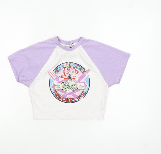 Reclaimed Vintage Women's Multicoloured Cropped T-Shirt Size 8