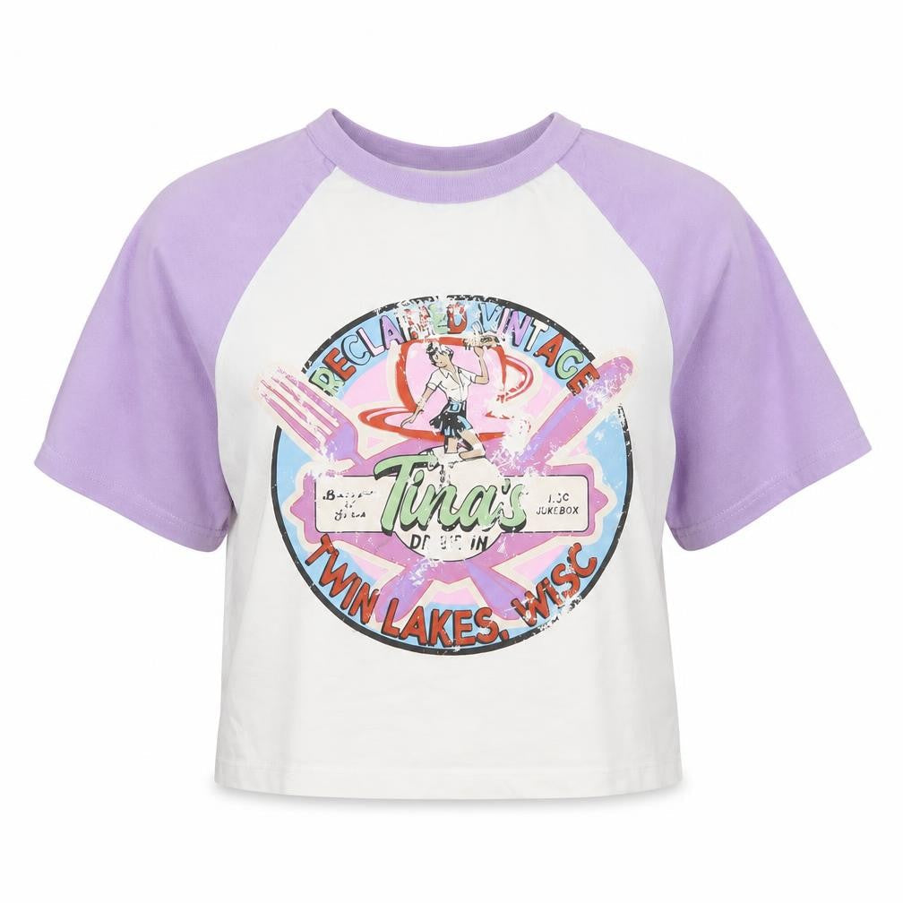 Reclaimed Vintage Women's Multicoloured Cropped T-Shirt Size 8