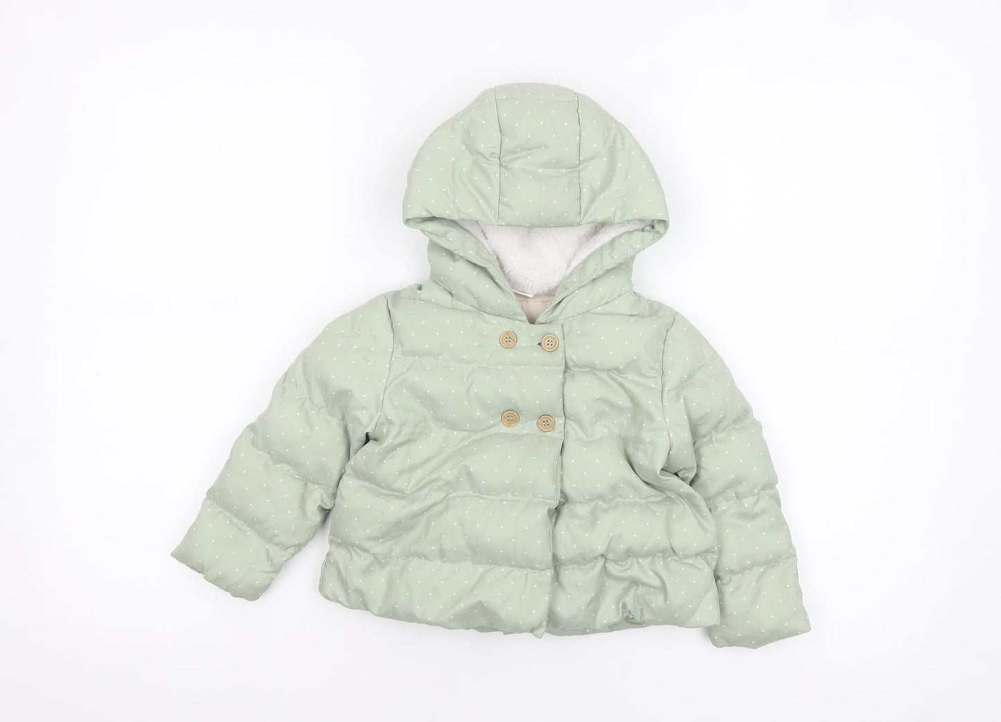 Next Unisex Baby Green Puffer Jacket Hooded Quilted Coat 18-24 Months