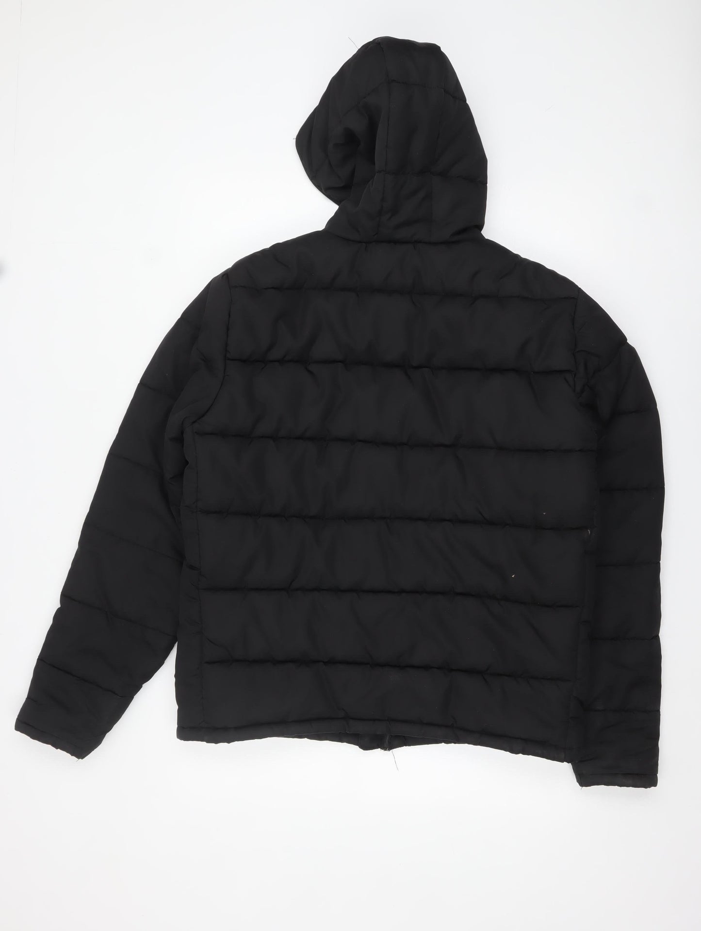 TRN 1961 Men's Black L Hooded Puffer Jacket Winter Lined Zip