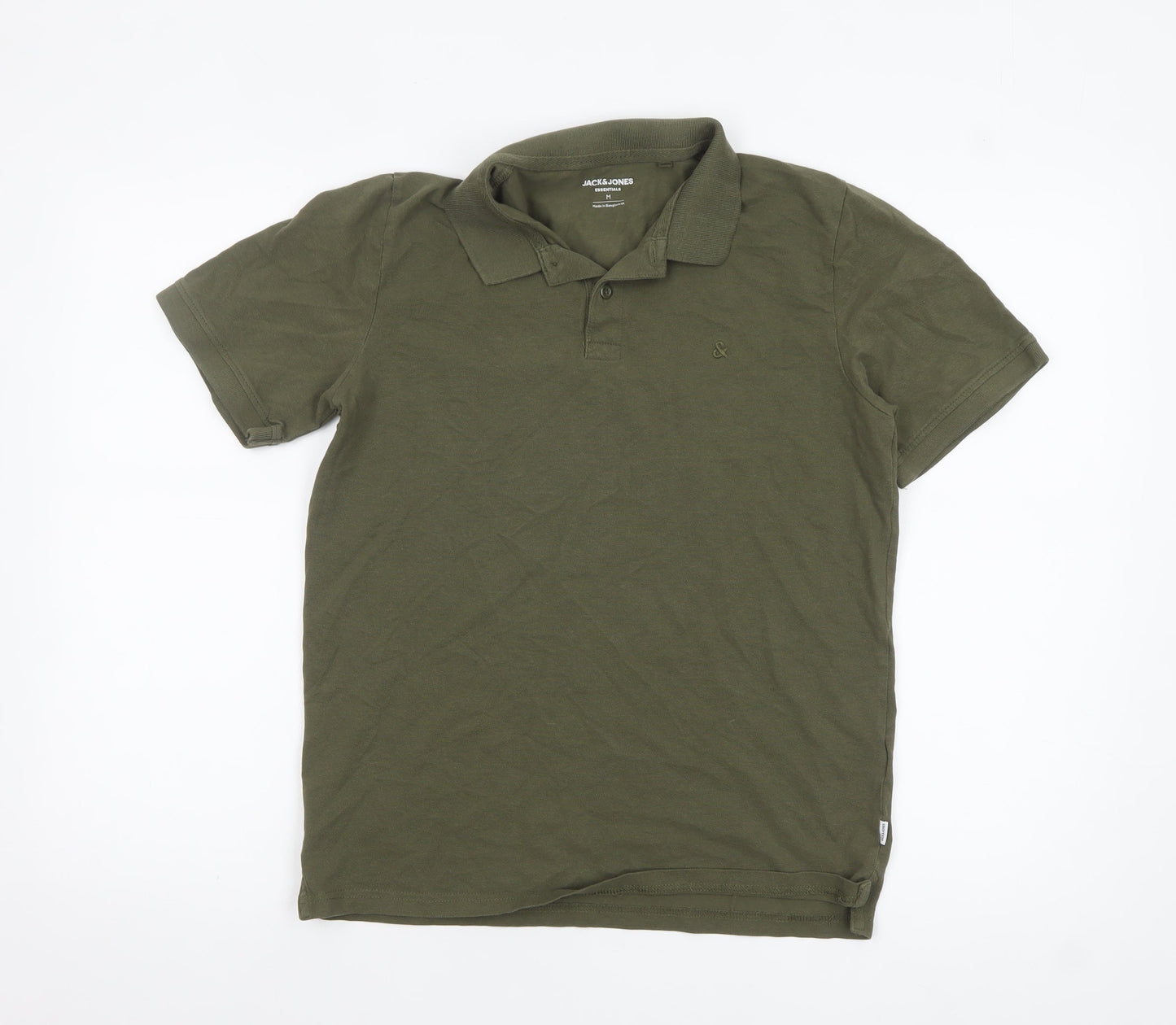 Jack & Jones Men's Green Cotton Polo Shirt M Regular Fit