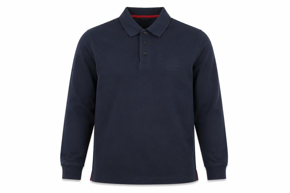 Cotton Traders Men's Blue Long Sleeve Polo Shirt Size S 100% Cotton