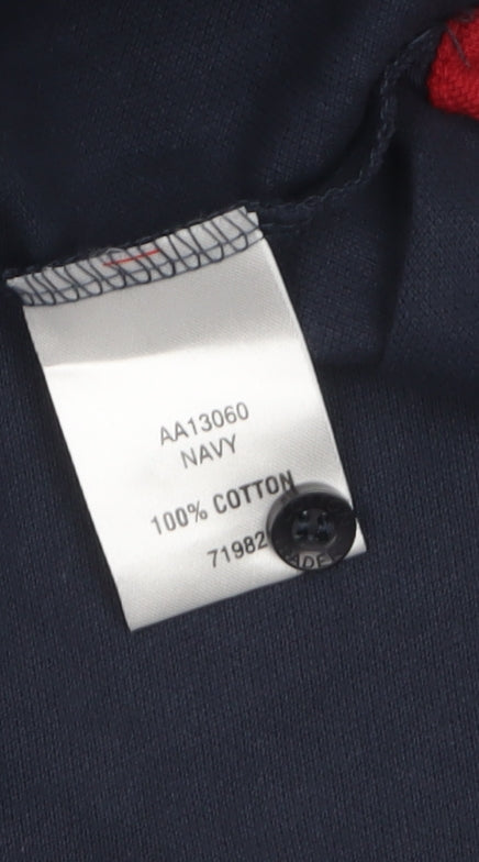 Cotton Traders Men's Blue Long Sleeve Polo Shirt Size S 100% Cotton