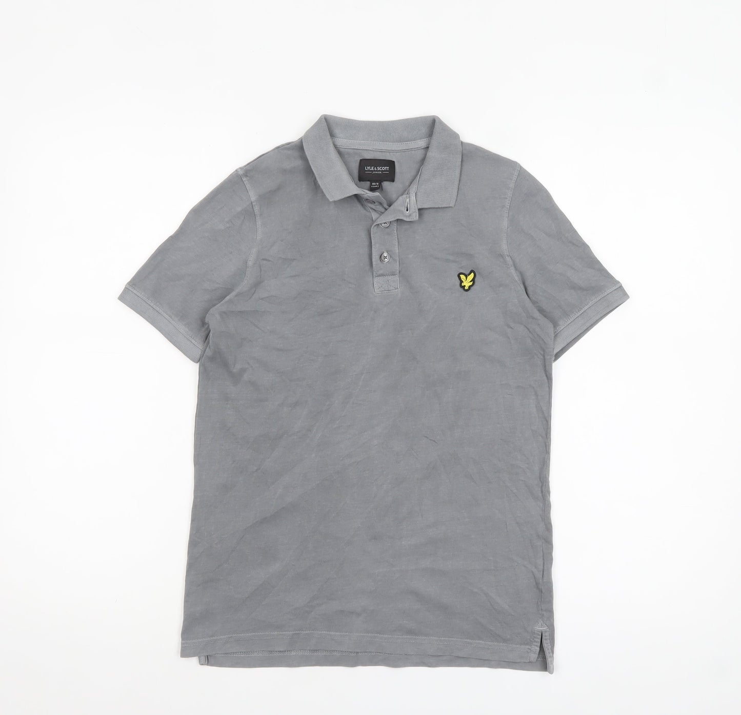 Lyle & Scott Boys Grey Polo Shirt 10-11 Years Cotton Button Collar