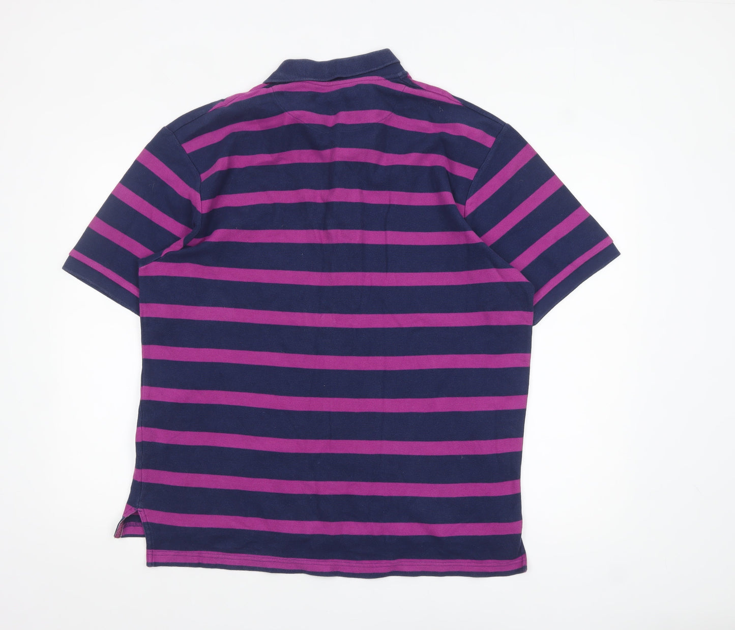Tyrwhitt Men's Blue & Purple Striped Polo Shirt XL Cotton