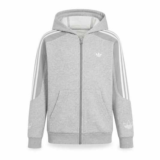 Adidas Boys Grey Full Zip Hoodie 11-12 Years Hooded Logo Sportswear