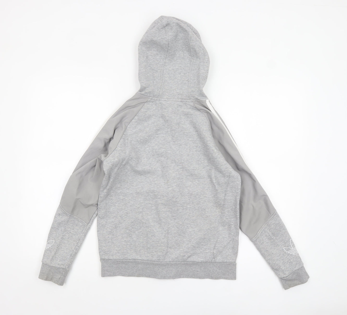 Adidas Boys Grey Full Zip Hoodie 11-12 Years Hooded Logo Sportswear