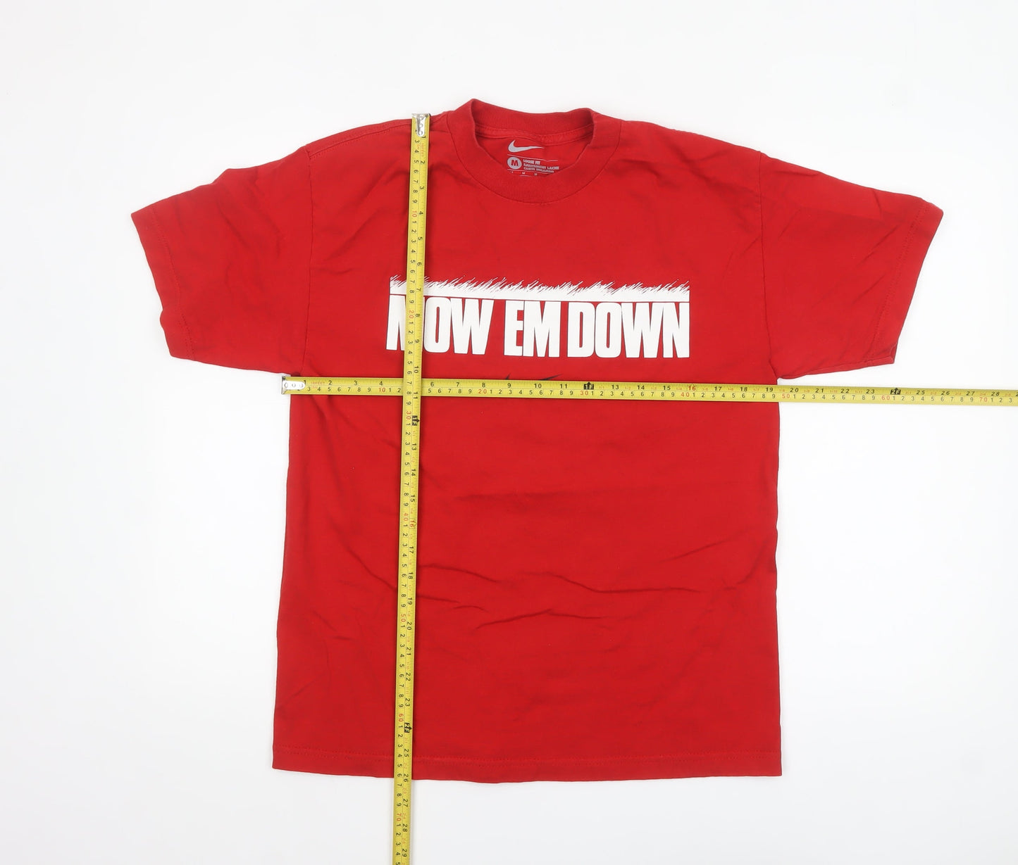 Nike Men's Red Loose Fit Graphic T-Shirt M Crew Neck Cotton