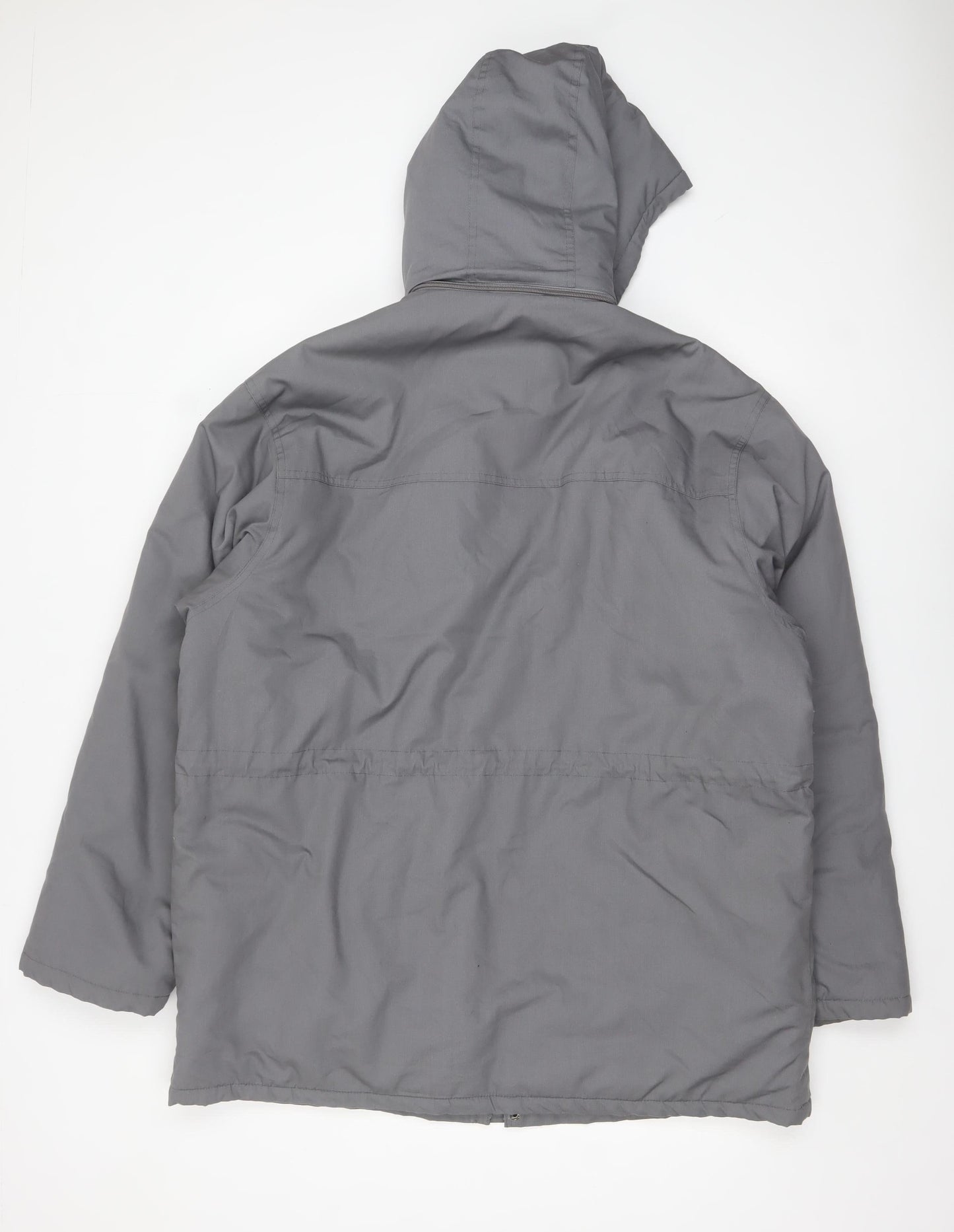 MC Casuals Men's Grey L Hooded Parka Jacket Lined Winter Coat