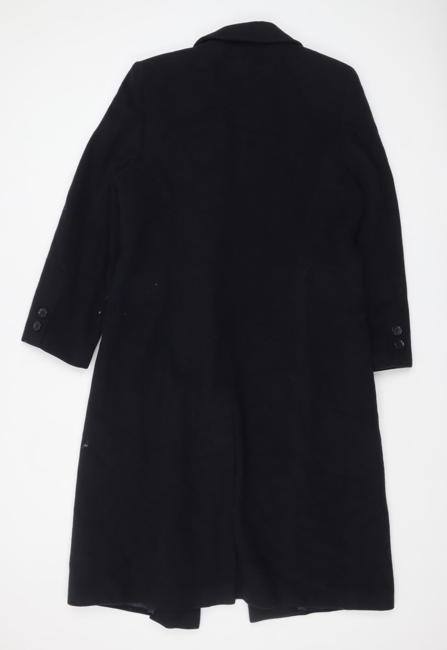 Marks and Spencer Women Black Wool Petite Long Overcoat UK 12