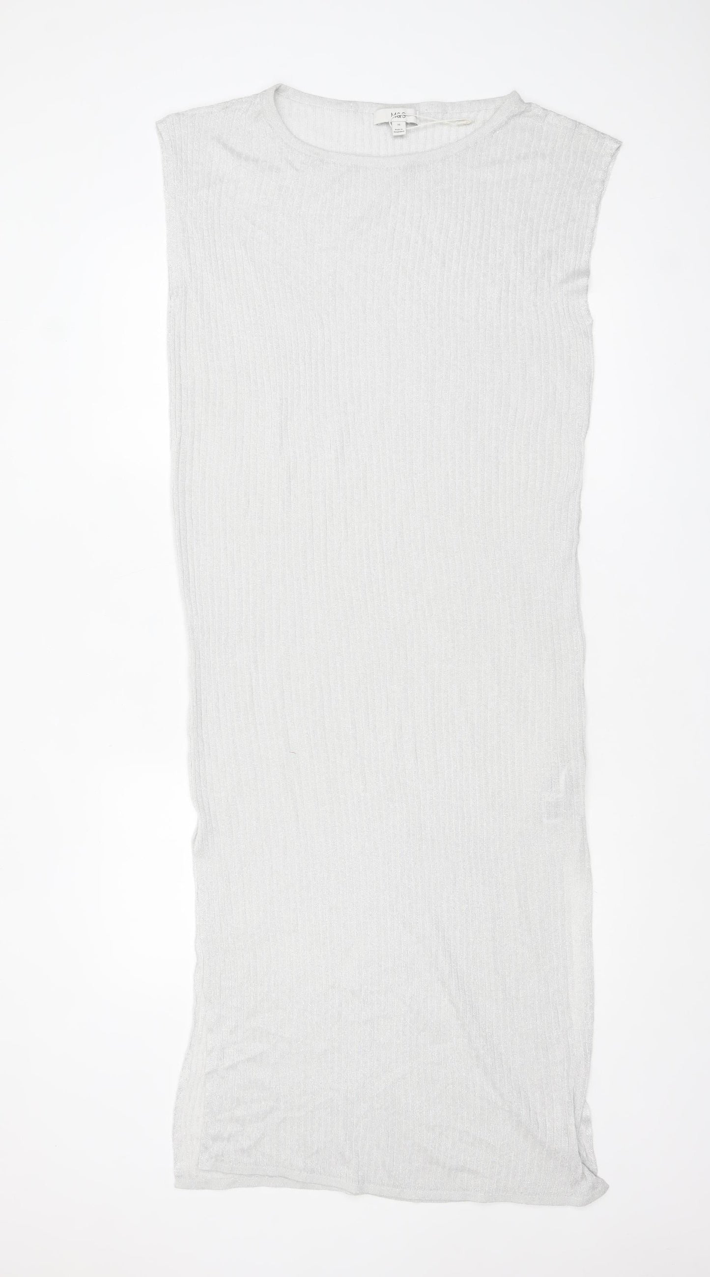 Marks and Spencer Women Silver Size 10 Sleeveless Bodycon Midi Dress
