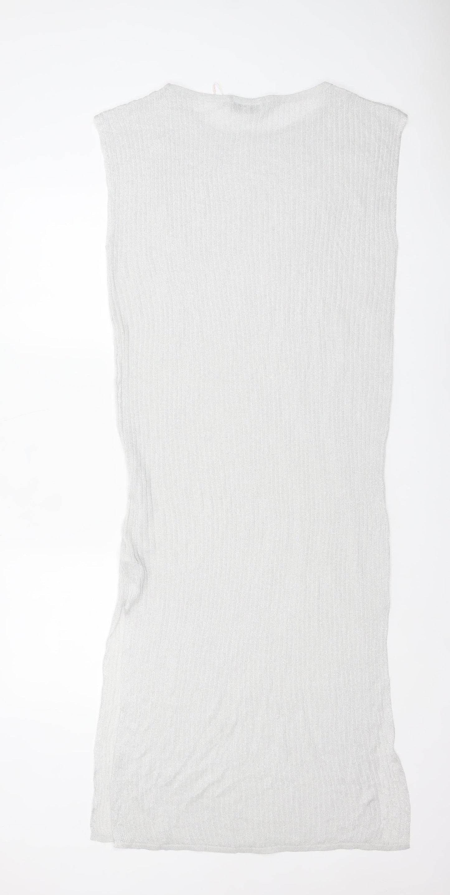 Marks and Spencer Women Silver Size 10 Sleeveless Bodycon Midi Dress
