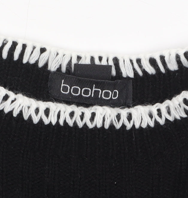 Boohoo Women’s Black Knit Bodycon Midi Dress Size M Long Sleeve