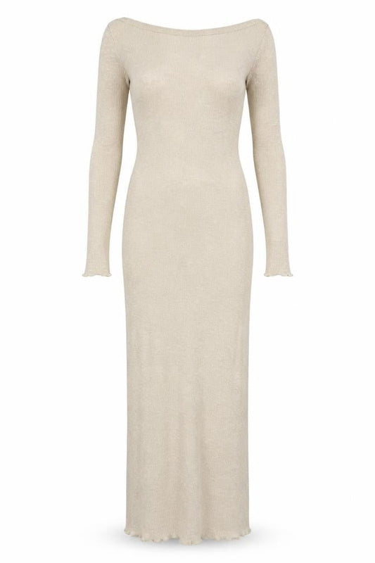 Pull&Bear Women's Beige Long Sleeve Bodycon Knit Dress Size 12