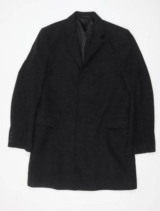 Blaze Men’s Black Wool Blend Mid-Length Classic Overcoat 40R