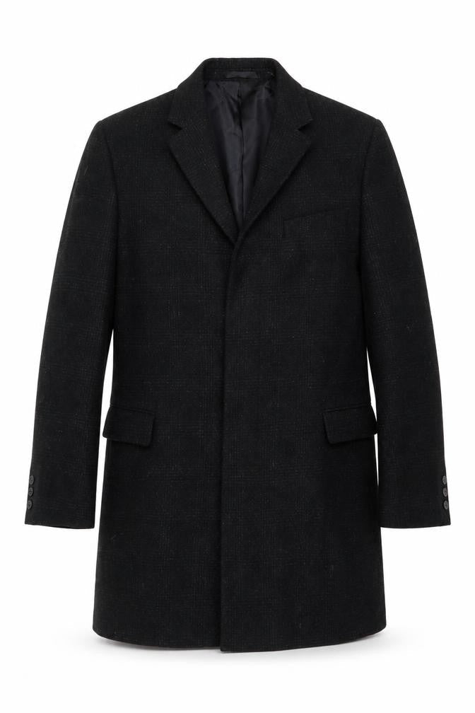 Blaze Men’s Black Wool Blend Mid-Length Classic Overcoat 40R