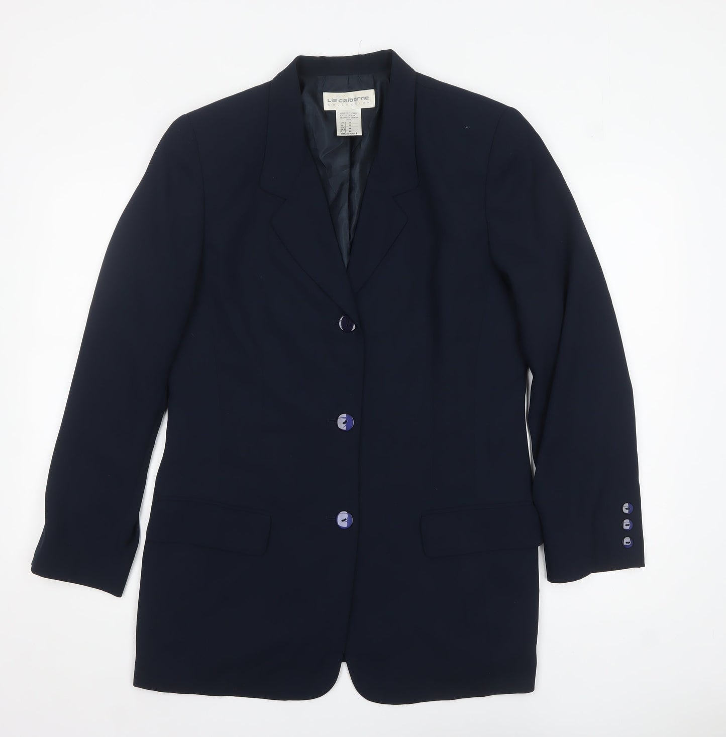 Liz Claiborne Women Navy Blue Single-Breasted Blazer Size 12