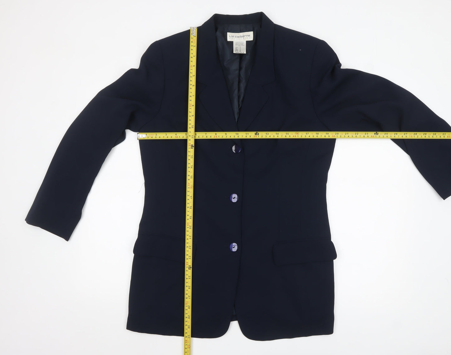 Liz Claiborne Women Navy Blue Single-Breasted Blazer Size 12