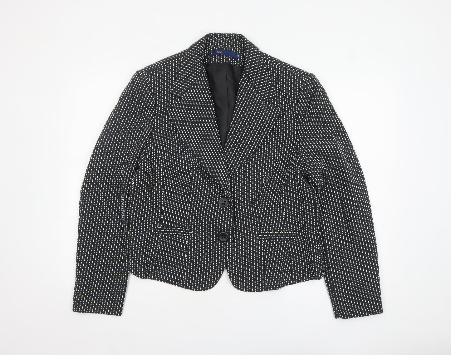 Aria Womens Black Polka Dot Cotton Lined Two Button Blazer Size 18