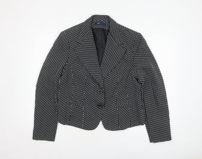 Aria Womens Black Polka Dot Cotton Lined Two Button Blazer Size 18