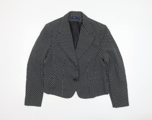 Aria Womens Black Polka Dot Cotton Lined Two Button Blazer Size 18