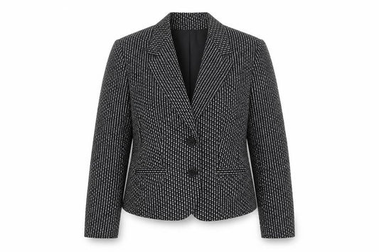Aria Womens Black Polka Dot Cotton Lined Two Button Blazer Size 18